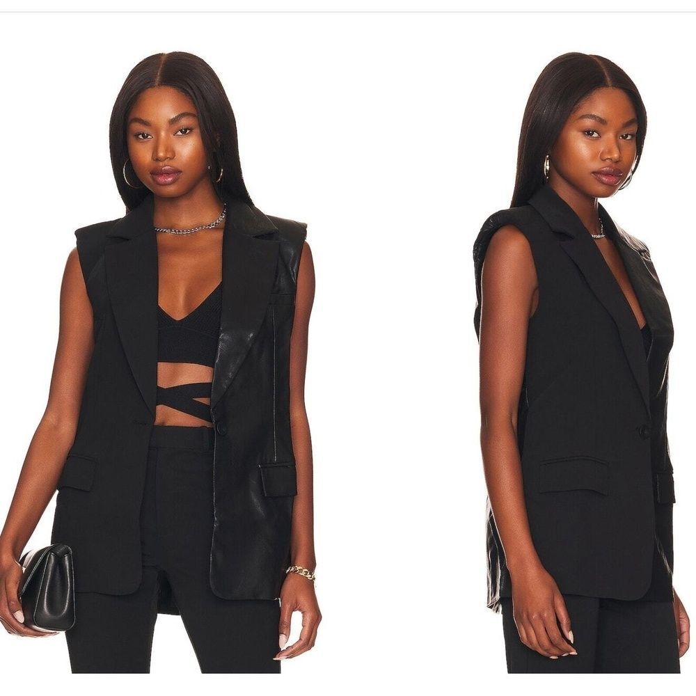 NONchalant Label Leather Vest L Revolve Cocktail Minimalist Edgy Black Vivian